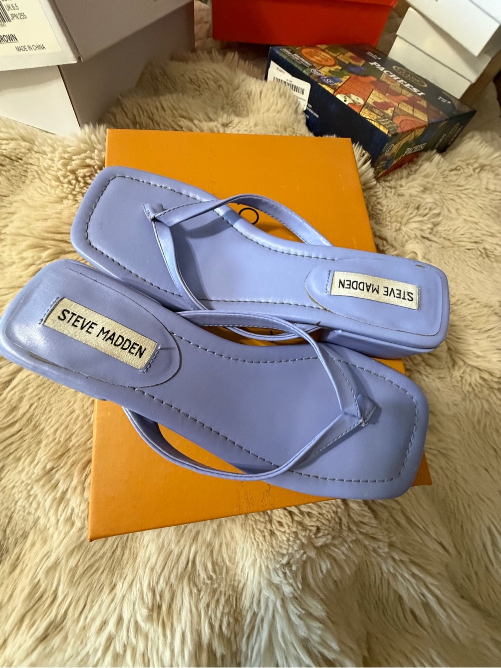 Steve Madden Lavender Square-Toe Thong Sandals